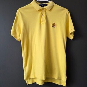 Ralph Lauren Men's Yellow Polo Shirt Crest Emblem Short Sleeve‎ Size M Academia